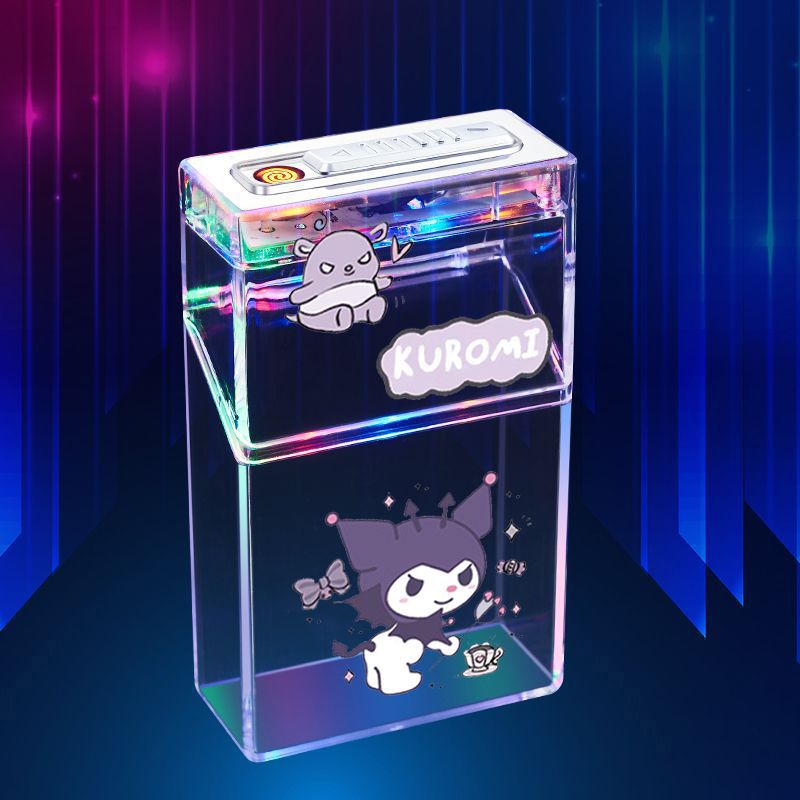 Pacha Dog Cartoon Sanrio Cigarette Box Charging Lighter Integrated Transparent Body Atmosphere Colorful Lights Cute Gift Object